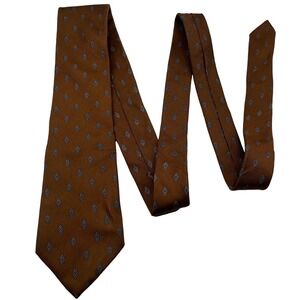 Vintage Johnny Carson Men's Neck Tie Brown 100% Silk Diamond Pattern Made in USA